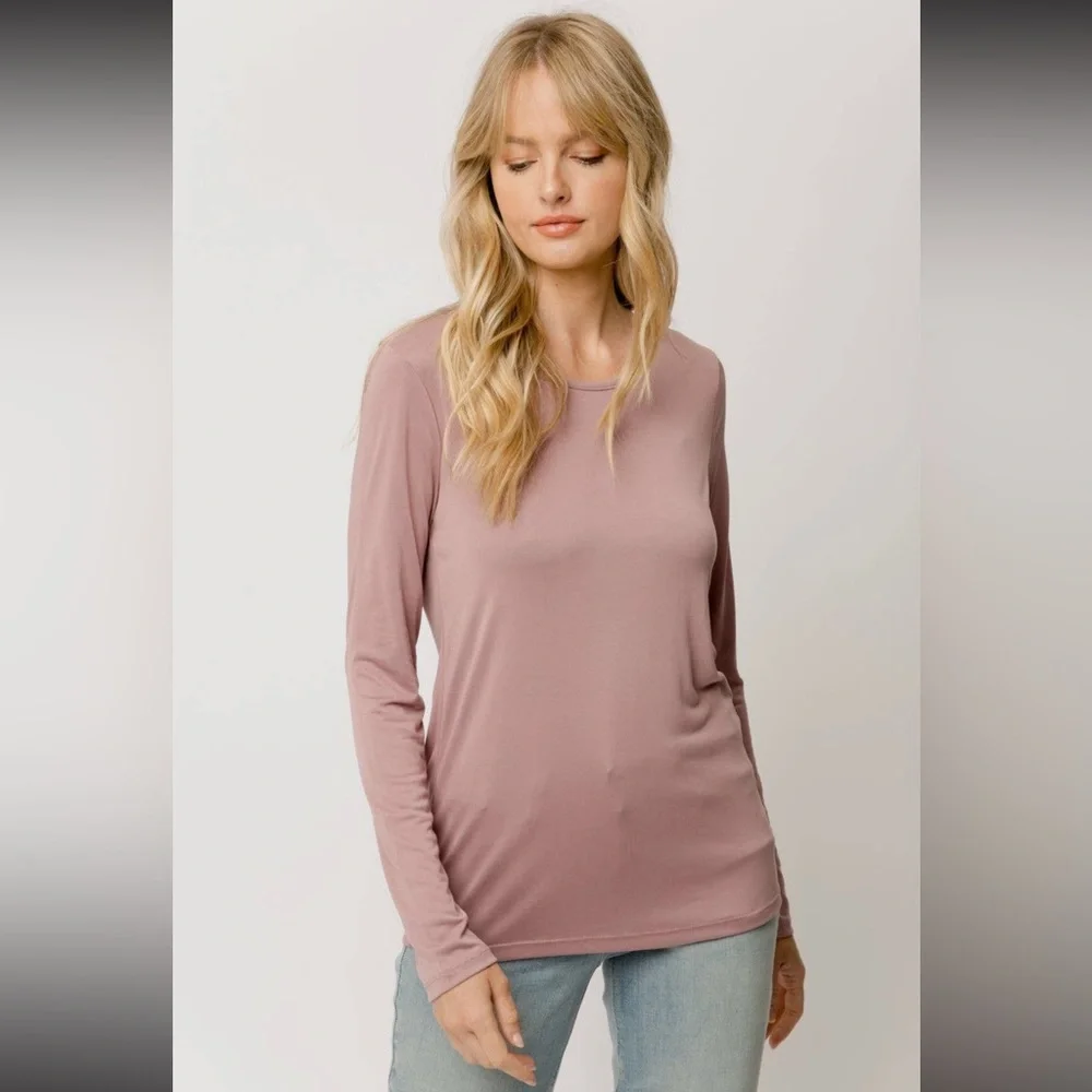 🆕Modal Long Sleeve Slim Top Mauve S,M, L Availabel - Picture 3 of 4
